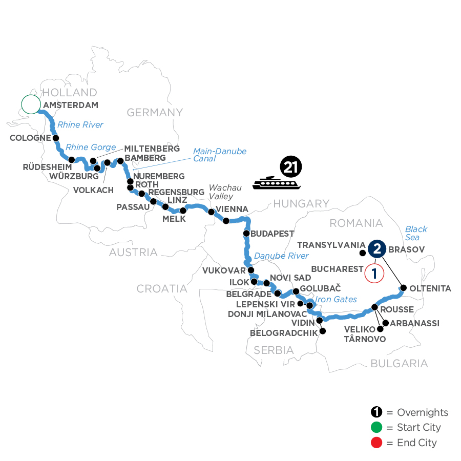 25 Day Avalon Waterways River Cruise from Amsterdam to Bucharest 2026 - WAOE