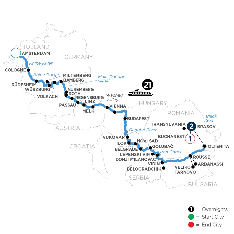 25 Day Avalon Waterways River Cruise from Amsterdam to Bucharest 2027 - WAOE