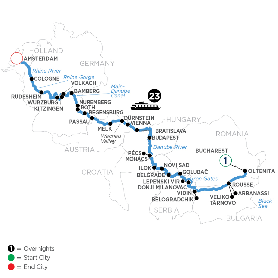 25 Day Avalon Waterways River Cruise from Bucharest to Amsterdam 2025 - WOAB