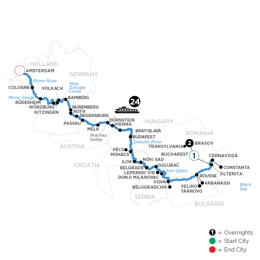 28 Day Avalon Waterways River Cruise from Bucharest to Amsterdam 2024 - WOAQ