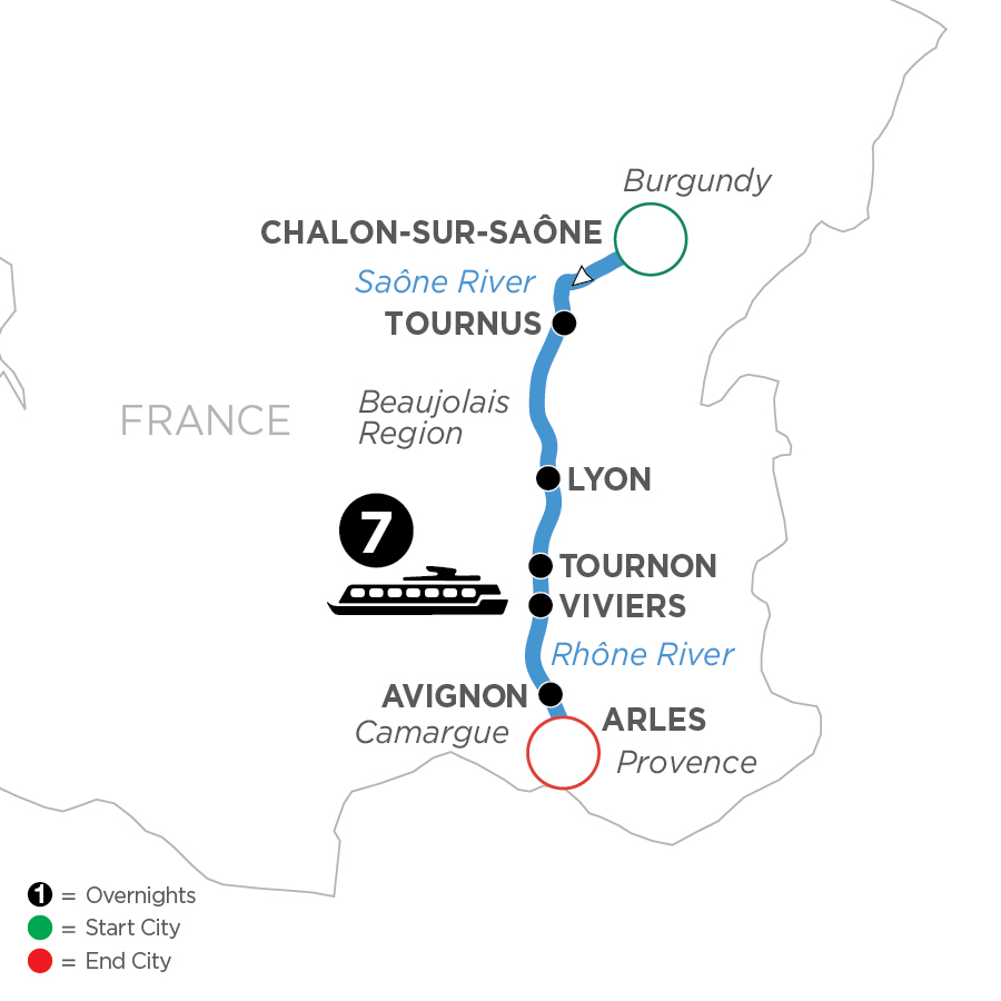 8 Day Avalon Waterways River Cruise from Chalon-sur-Saône to Arles 2024 - WJL