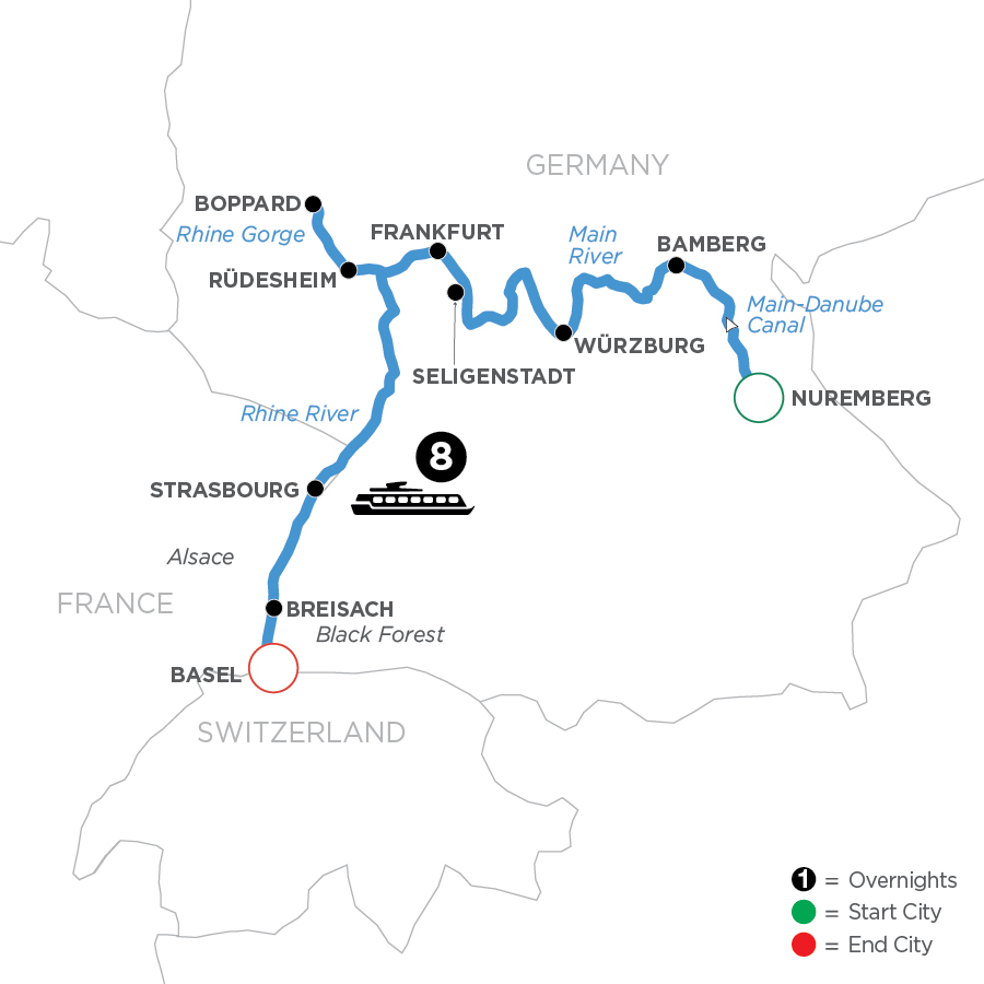 9 Day Avalon Waterways River Cruise from Nuremberg to Basel 2025 - WNZ