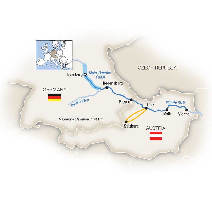 8 Day Tauck River Cruise from Nuernberg to Vienna 2024 - 