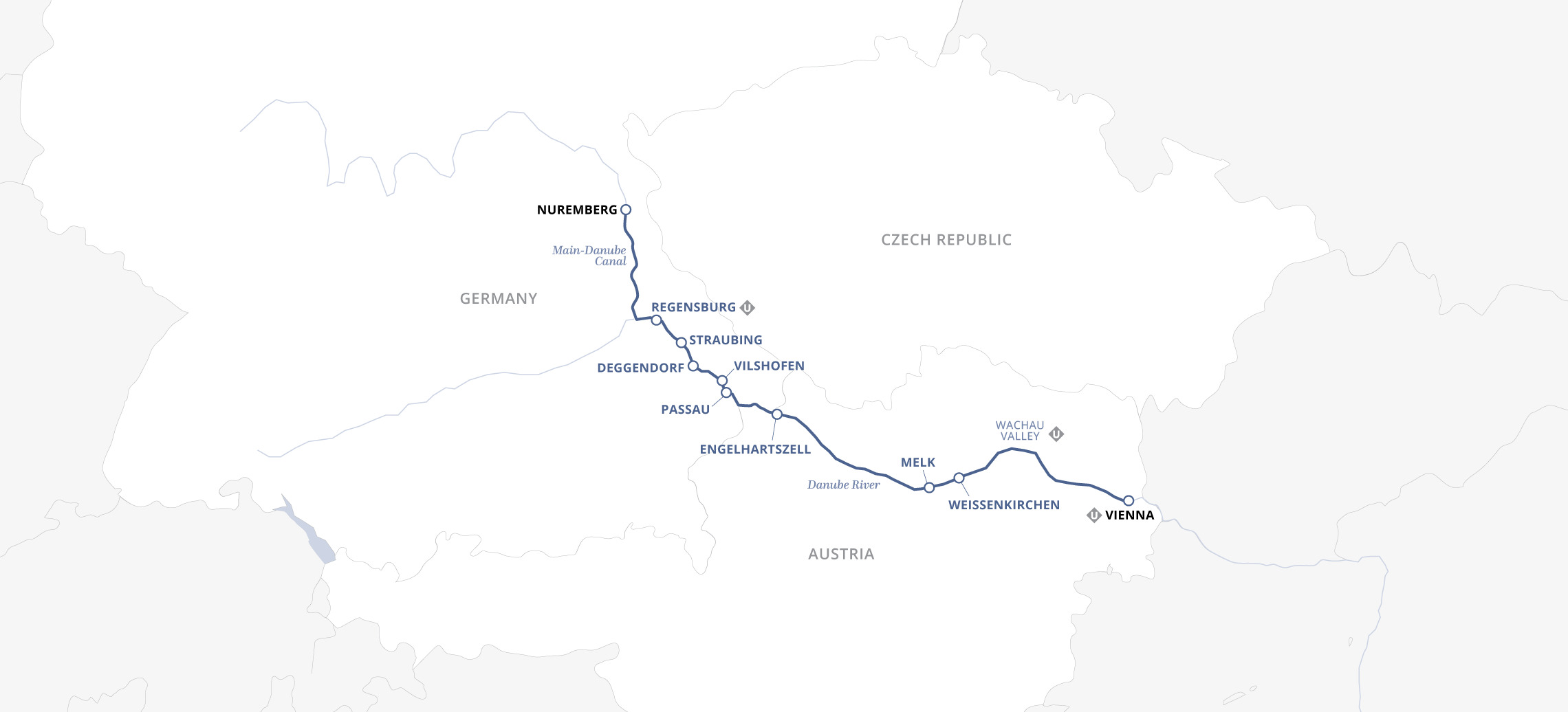 Uniworld River Cruise 8 Days Vienna To Nuremberg Map 8242 